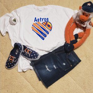 Houston Astros Baseball Love Bat Tshirt Stripe